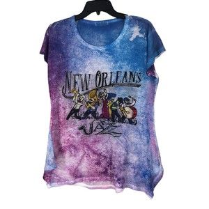 New Orleans Jazz Tye Dye Bling Tunic w/Asymmetrical Sharkbite Hem SZ 3X juniors